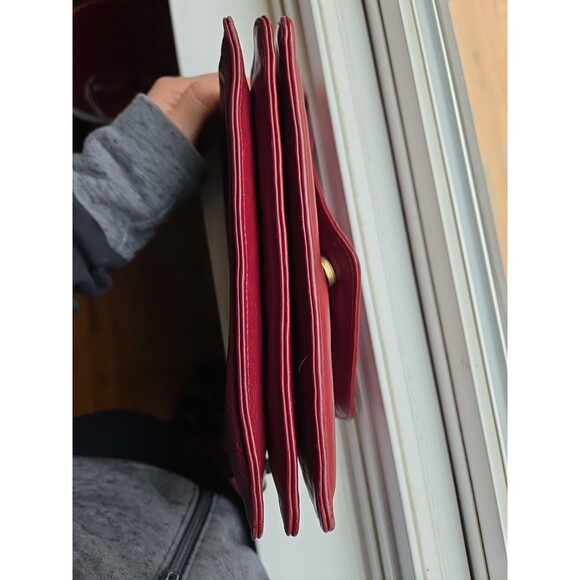 Leather Crossbody Wallet Purse Wristlet Burgundy Convertible Bag Removable Strap - Picture 16 of 16